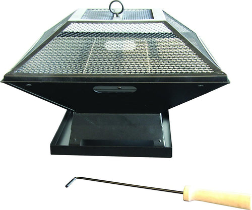 Combo Outdoor Garden Charcoal BBQ Square Fire Pit Grill | Livingshire